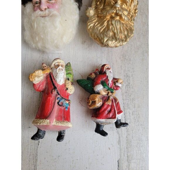Santa Claus face Golden variety toy bag ornament set Xmas rustic - Picture 2 of 12